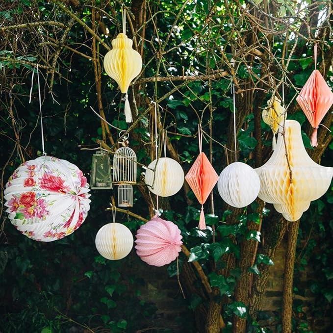 Talking Tables Tea Party Decorations Floral Paper Lantern Plates Vintage Party for Birthdays, Bridal shower, Baby shower, 3 Sizes, Pack of 3, Pastel colors, Model: