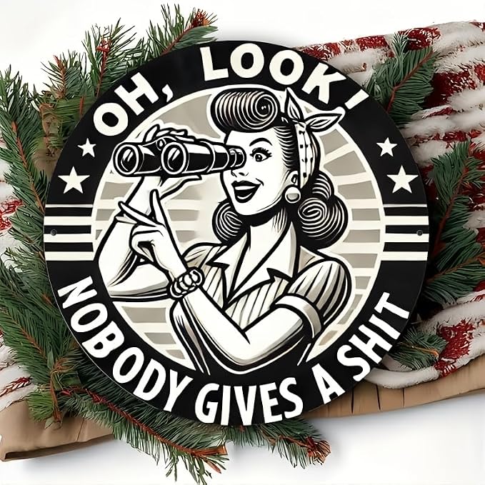 1pc Humorous Quote Round Iron Sign, 8x8 Inch "Nobody Gives a Shit" Wall Art, Decorative Metal Plaque for Home, Garage, Street, Backyard, Club, Bar, Cafe - Gift Idea - Image 5