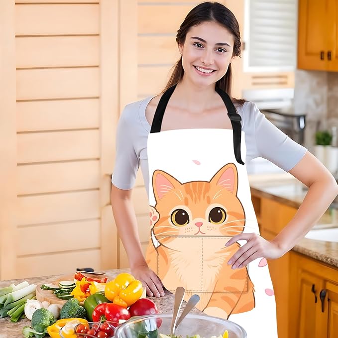 Funny Cat Apron with 2 Pockets Waterproof for Men Women Kitchen Garden Decor - Image 5