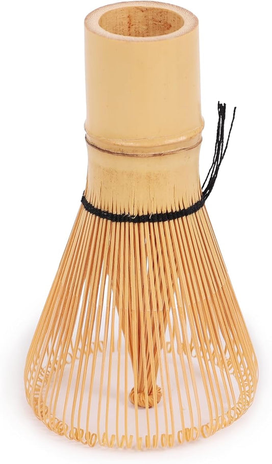 BambooMN Japanese Matcha Whisk Chasen - Traditional Handcurled 100 Tate Matcha Utensil - Golden Brown - 1 Piece