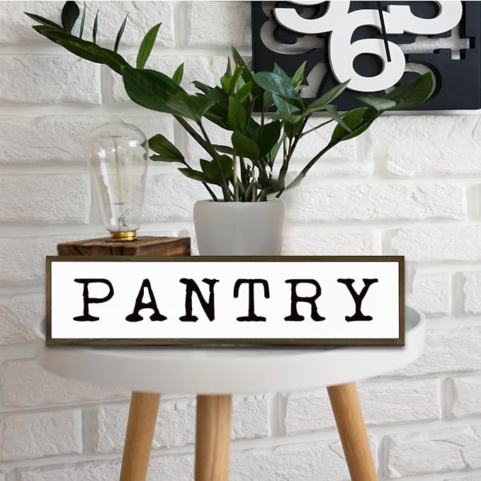 Pantry Wood Sign, Farmhouse Wooden Box Signs, Kitchen Decoration for Table Shelf, Vintage Home Decor, Housewarming Decors, Wood Framed Wall Decor Sign, Pantry Signs Wall Decors 17.8x4x1.2 inches - Image 4