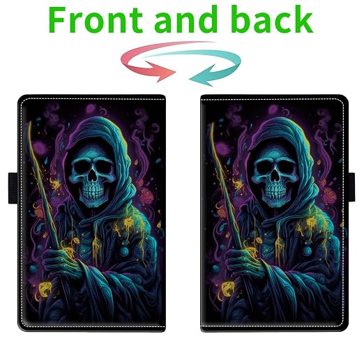 Server Books for Waitress, with 7 Large Pockets, Waiter Serving Book, Waitstaff Server Order Pads, Cute PU Leather Server Book with Pen Holder Fit Server Apron, Skull Death - Image 2