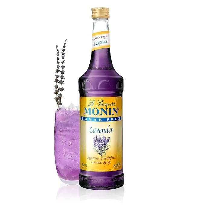Monin - Sugar Free Lavender Syrup, Aromatic and Floral, Natural Flavors, Great for Cocktails, Lemonades, and Sodas, Non-GMO, Gluten-Free (Glass, 750 mL) by Monin