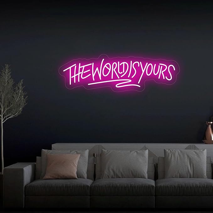 The World is Yours Neon Sign Dimmable World Yours LED Sign for Wall Decor USB Powered Neon Light for Man Cave Home Bar Bistro Club Cafe Wedding Game Room Birthday Gift Graduation Party - Image 7