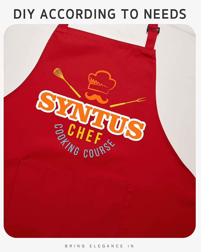 Syntus Chef Apron for Men Women Kitchen Cooking Apron with Pockets, Adjustable Bib Aprons Stain Resistant