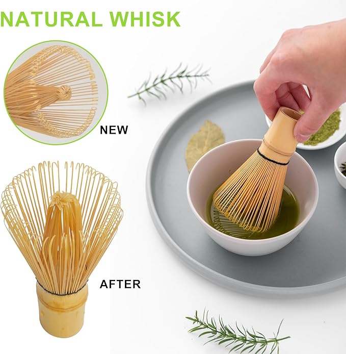 Numola 4pcs Matcha Set with Traditional Starter Set, Matcha Whisk Set for Tea Lovers, Matcha Kit Accessories for Whisk, Traditional Tea Scoop, Spoon, Sifter