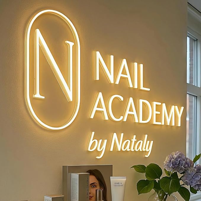 Custom Neon Signs, Neon Name Sign Customizable for Business. Personalized LED Logo Light Up Sign for Beauty Salon, Nail Bar & Cafe Wall Decor. Elevate Your Shop’s Vibe.