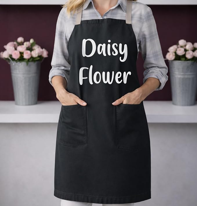 TEEAMORE Custom Apron with Pockets for Women Men Add Your Text Logo Chef Kitchen Cotton Adjustable Crossback Straps - Image 6