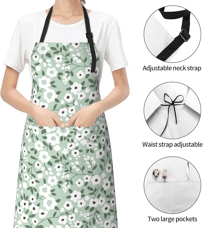 Perinsto Waterproof Apron With 2 Pockets Kitchen Chef Aprons Bibs For Cooking Baking Painting Gardening Grooming - Image 3