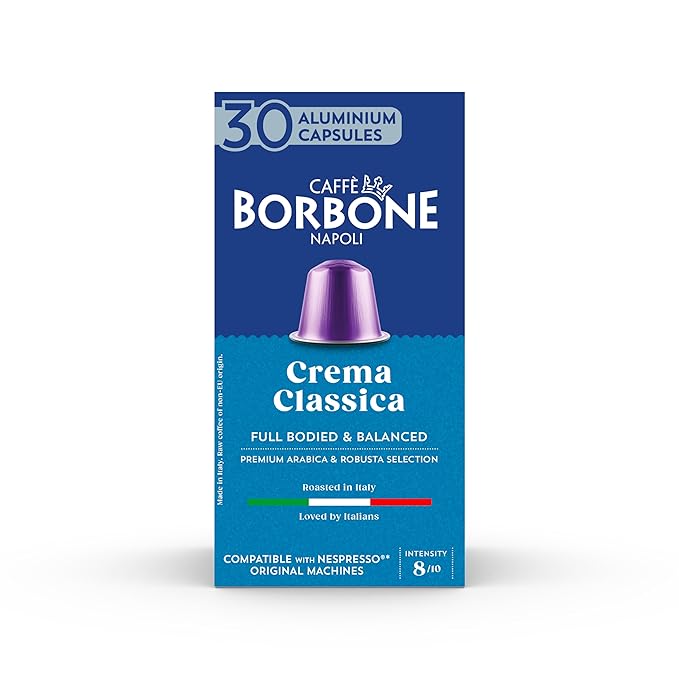 Caffè Borbone Crema Classica Aluminum Capsules Compatible with Nespresso Original Machines, Medium Roast, 30 Count