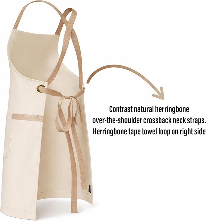 TEEAMORE Custom Apron with Pockets for Women Men Add Your Text Logo Chef Kitchen Cotton Adjustable Crossback Straps - Image 7