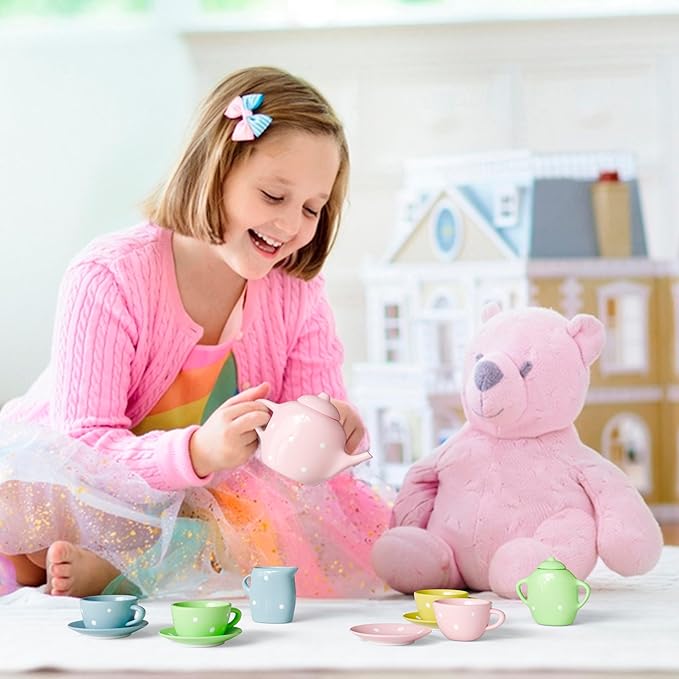 Lollipop Porcelain Tea Set for Little Girls | Kids Tea Party Toy with Teacups and Saucers | Delightful Girls Tea Set for Ages 4-12 | Charming Porcelain Tea Cups for Childs -13 pcs Teacups Sets