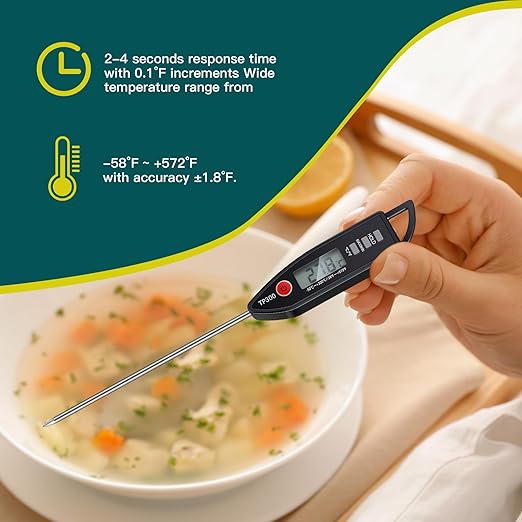 3 Set Waterproof Food Thermometer for Water, Liquid, Candle and Cooking Digital Meat Thermometer with Long Probe Instant Read for Kitchen BBQ Grill Candy (Black)