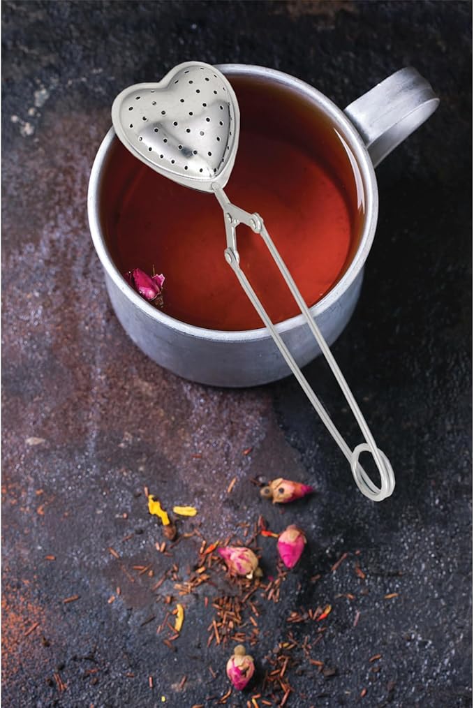 HIC Kitchen Snap Tea Infuser, Heart-Shaped, 18/8 Stainless Steel, For Loose Leaf Tea and Mulling Spices