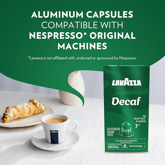 Lavazza Espresso Maestro Decaf (DEK) Aluminum Capsules Compatible with Nespresso* Original Machines, Medium Espresso Roast, Arabica and Robusta Blend, Packaging Vary,10 Count(Pack of 12)