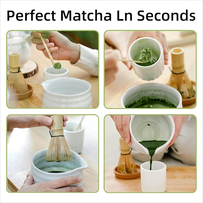 Matcha Whisk and Holder - Chasen, Bamboo Matcha Whisk Set and Stand, Tea Spoon, Scoop, Japanese Traditional Matcha Tea Whisk Tools, Ceremony Gift