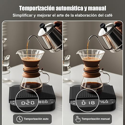 0.1g Precision Coffee Scale with Timer, Diyife 3kg/0.1 Rechargeable Espresso Scale for Pour-Over Coffee, Digital Scale with Back-Lit LCD Display, Auto Tare, Silicone Waterproof Cover, Black