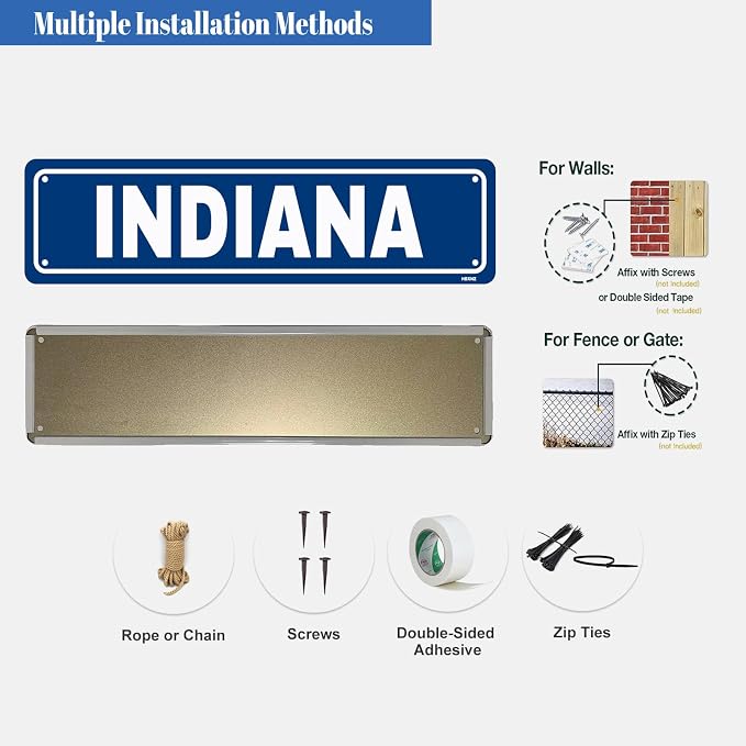 Indiana Sign Man Cave Metal Tin Signs Street Road Sign for Cafes Bar Pub Beer Club Wall Home Decor 16X4 Inches - Image 4
