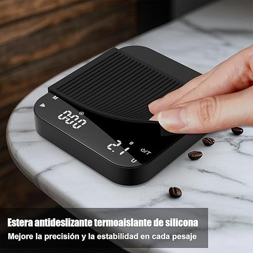 0.1g Precision Coffee Scale with Timer, Diyife 3kg/0.1 Rechargeable Espresso Scale for Pour-Over Coffee, Digital Scale with Back-Lit LCD Display, Auto Tare, Silicone Waterproof Cover, Black