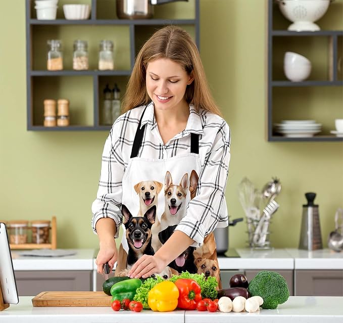 Group of Cute Dogs Apron for Women Men, Adjustable Apron Cooking Kitchen Chef Apron for Home Kitchen, Baking Gardening BBQ, Coffee House, Restaurant - Image 5
