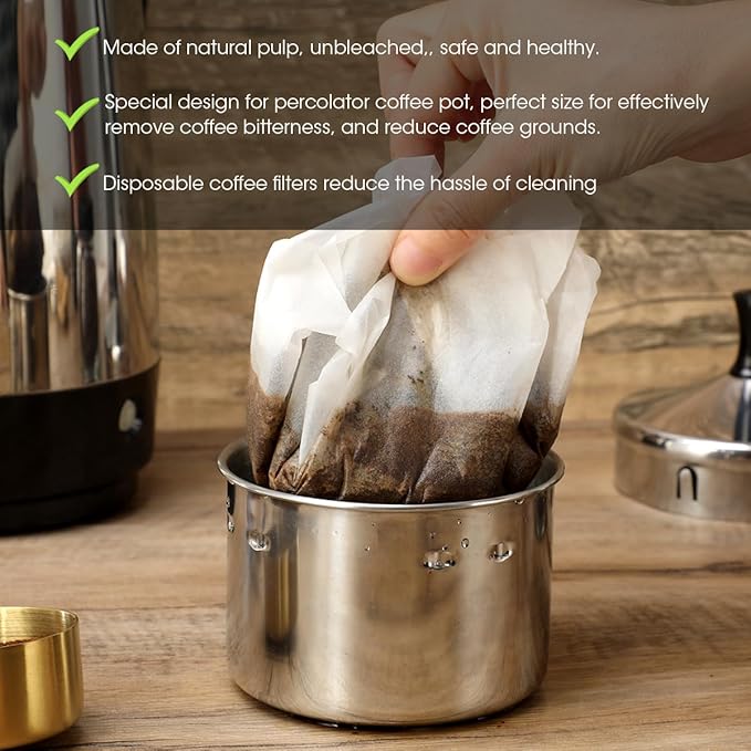 Aieve Percolator Coffee Filters, Wrap Around Coffee Filters for Percolator Coffee Pot Electric,9 x 9 Inch (160 Count)