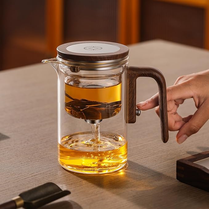 Enchanti Tea Pot, Magic Glass Teapot with Strainer,Magnetic Water Separation with Infuser -800ML/27.01oz