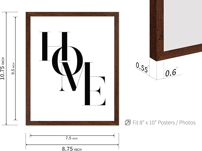 Poster Master Vintage Unique Poster - Retro Minimalist Print - Home, Letters, Typography, Black and White, Simple - Gift for Artist, Friend - Wall Decor for Living Room, Dorm, 8x10 Brown Framed