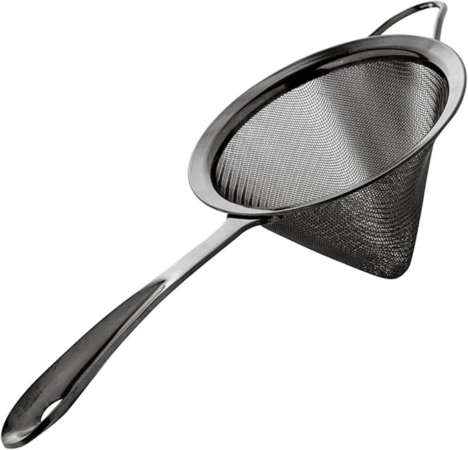 A Bar Above Black Fine Mesh Cocktail Strainer - Professional Double Straining Tool for Bartenders & Home Bar, 304 Stainless Steel Conical Sieve for Cocktails, Tea, Coffee & Kitchen Use