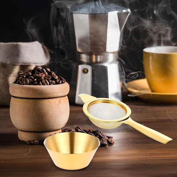 2.2" Gold Matcha Sifter Strainer 30 Fine Mesh Strainer Small Sifters for Matcha Stainless Steel Sieve Sifter with Handle, Small Metal Strainers for Loose Tea Cocktail Coffee