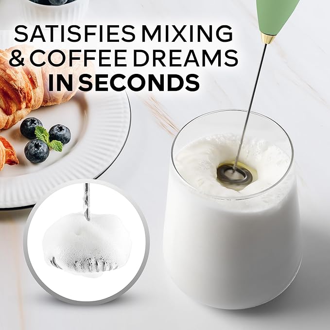 Zulay Kitchen Powerful Milk Frother Wand With 4 AA Duracell Batteries - Ultra Fast Handheld Drink Mixer - Electric Whisk Foam Maker for Coffee, Lattes, Cappuccino, Matcha & Creamer