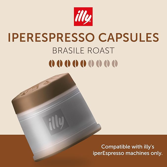 illy Coffee IperEspresso Capsules, Brasile Single Origin Medium Roast Coffee Pods, 100% Arabica, Premium Italian Blend, 18 Count, 6 Pack