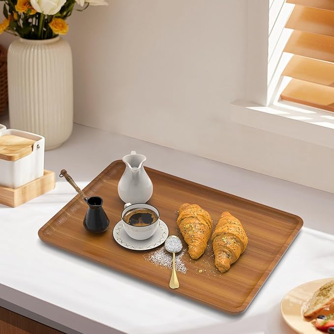 Bamboo Vanity Tray, Decorative Tray for Counter, Coffee Table, Kitchen, Bedroom (Large)