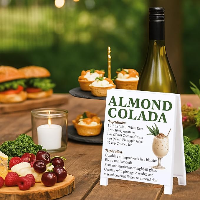 Almond Colada Recipe Rustic Bar Decor for Home Cafe Farmhouse Cocktail Sign for Kitchen Bar Cart Accessories Mixology Christmas Gift for Bartender Men Women New Couple - 5.59 x 4.33 inch Acrylic Sign - Image 3