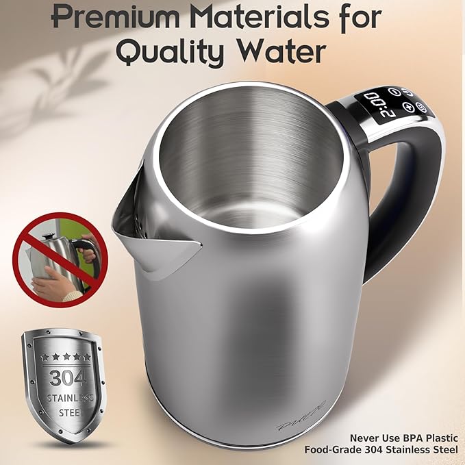 Electric Kettle Temperature Control,1.7L Electric Tea Kettle with 7 Temperature Settings,1500W Hot Water Boiler Heater, LED Display&Touch Control,Auto-Shutoff/Boil-Dry Protection