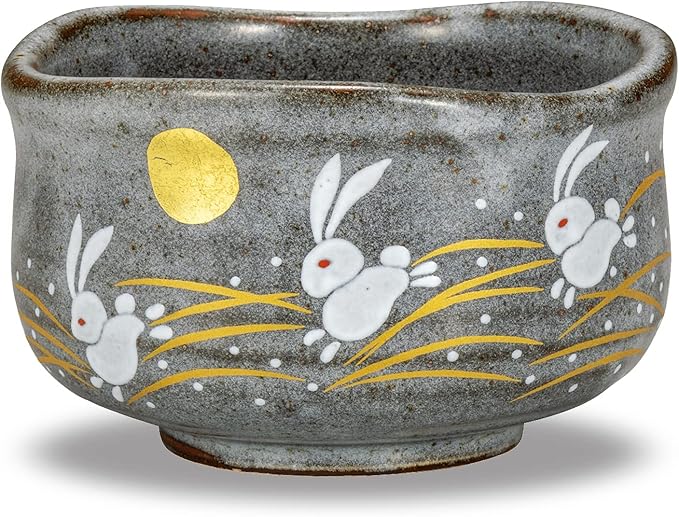 KUTANI Japanese Matcha Bowl Rabbit YAKI(Ware) by Kutani