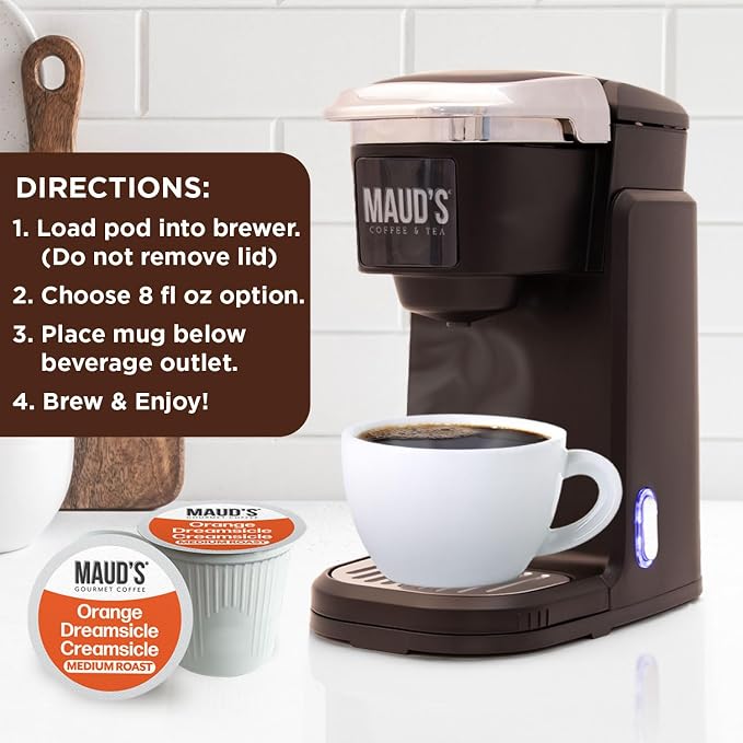 Maud's Orange Creamsicle Flavored Coffee Pods, 18 ct, Medium Roast Flavored Coffee in Single Serve Pods – 100% Arabica Beans, Compatible with Keurig K Cups Maker - Image 5