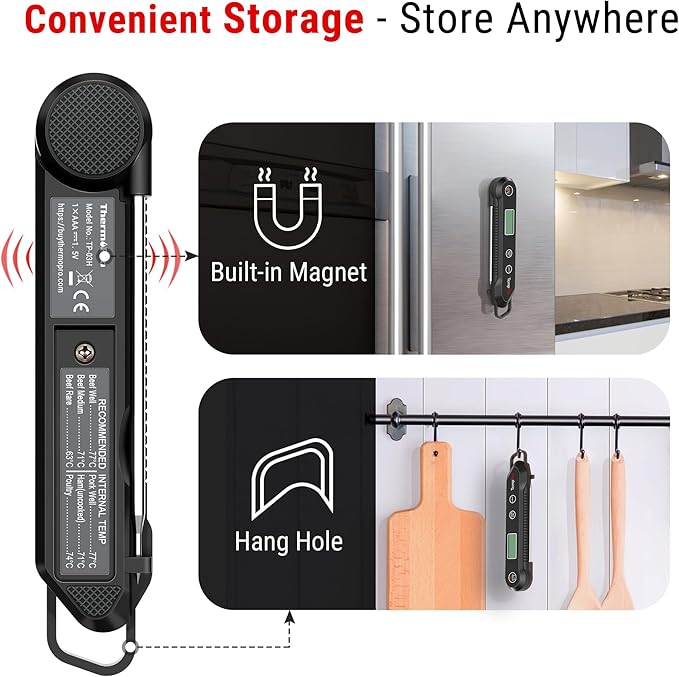 TempPro Digital Instant Read Meat Thermometer for Grilling Waterproof Kitchen Food Thermometer with Calibration Backlight Baking Bread Candy Thermometer Cooking Tools Utensils (Previously ThermoPro)