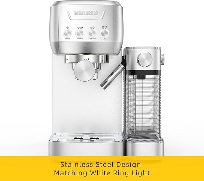 MAttinata CM1632 Cappuccino Coffee Machine 20 Bar, Professional Espresso Machines for Home with Automatic Milk Frothering System, Barista Compact Latte Maker for Coffee Lovers, Stainless Steel