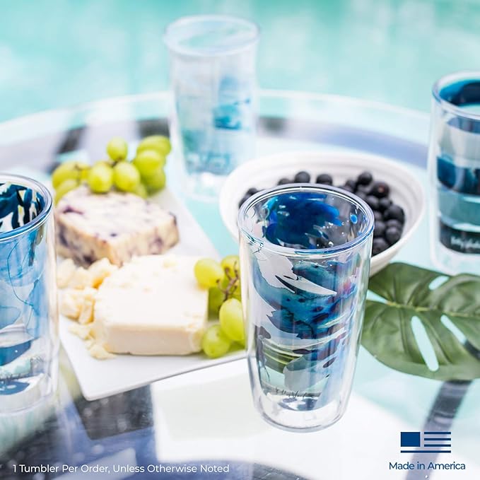 Tervis Crystal Clear Tabletop Made in USA Double Walled Insulated Tumbler Travel Cup Keeps Drinks Cold & Hot, 16oz, Classic