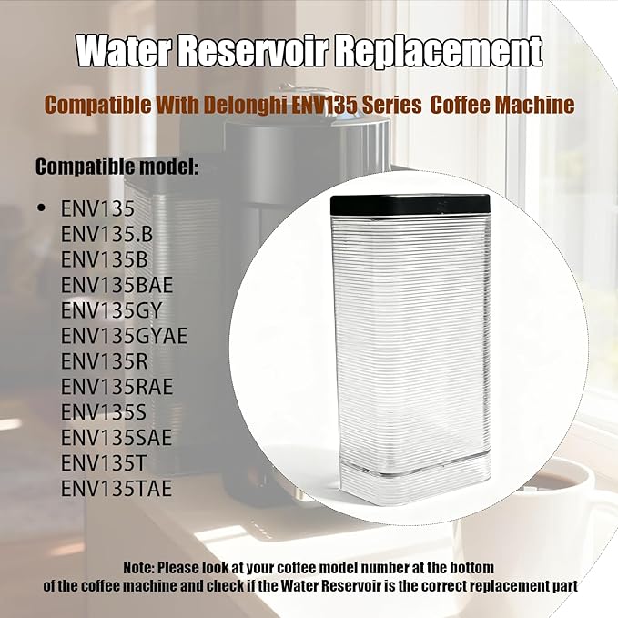Water Tank Reservoir Compatible With Delonghi Nespresso coffee machine,Fit for Vertuo ENV135,ENV135B,ENV135BAE,ENV135GY,ENV135R,ENV135S,ENV135T,Water Tank/container for capsule coffee machine