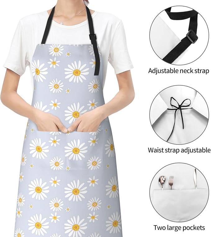 Perinsto Waterproof Apron With 2 Pockets Kitchen Chef Aprons Bibs For Cooking Baking Painting Gardening Grooming - Image 3