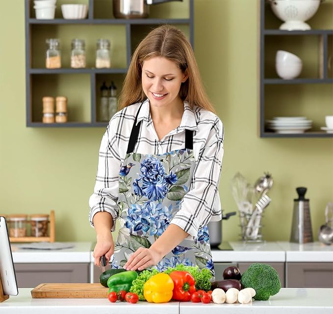 Watercolor Flowers Waterproof Apron Kitchen Chef Aprons Bibs for Grooming Cooking Baking Painting Gardening - Image 5