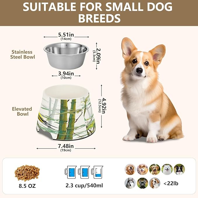 Yellow Birds bamboos 3D Pets Food Bowls Non Slip Stainless Steel Cats Food Bowls for Dogs Cats Rabbits Birds Whisker Relief