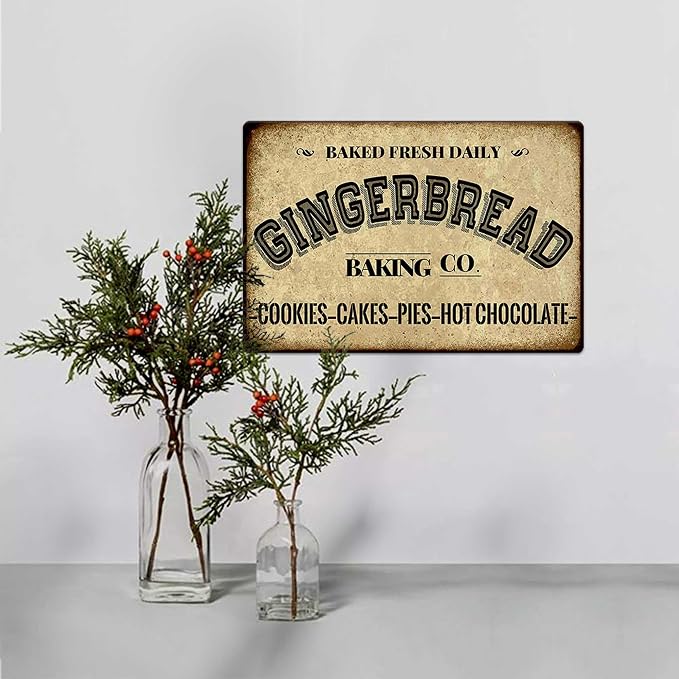 Gingerbread Baking Co. Cookies Cakes Pies Hot Chocolate Metal Tin Sign Vintage Decoration Crafts Sign For Home Kitchen Farmhouse Coffee Bar Cafe Inspirational Quotes Wall Decor 8X12 Inch - Image 5