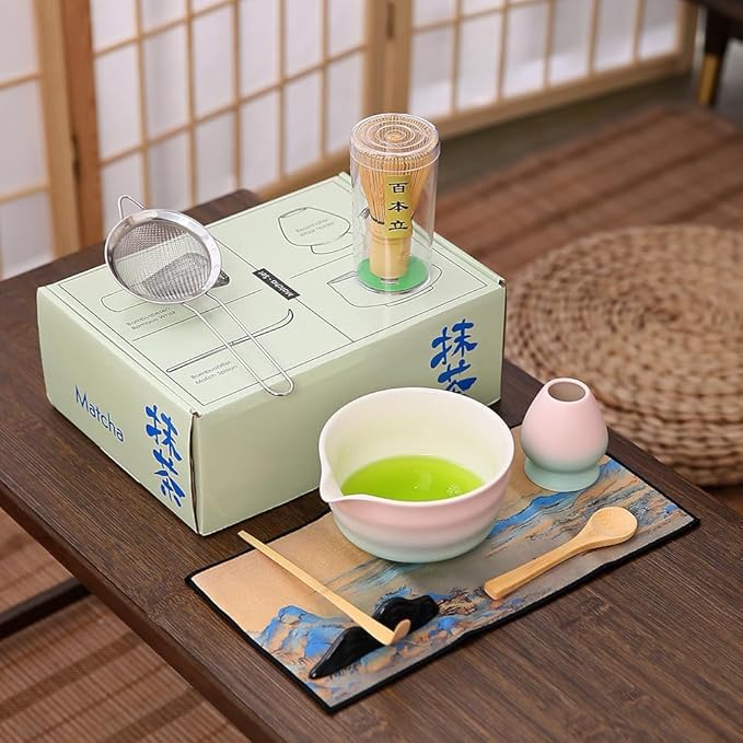7matcha whisk set - 1Matcha Bowl ，1 matcha whisk, 8pcs matcha kit Gradient matcha set
