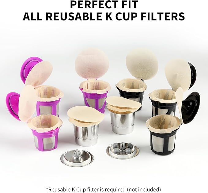 200 Count Fanativita K Cup Filters Disposable with Genius Lid Design, Fit All Reusable K Cups for Keurig (Unbleached) (Pack of 2)