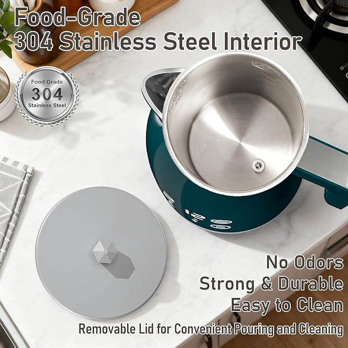 Electric Kettle with Temperature Control, 5 Preset Temps & 2H Keep Warm, 1200W Quiet Water Boiler, BPA-Free Double Wall Cool Touch, Digital Display, 360° Base - Green