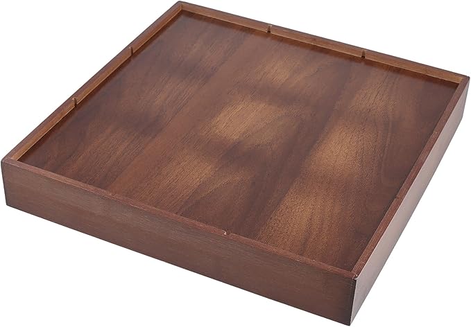 FUNSUEI 2 PCS Multi Compartment Wooden Tray, Divided Wooden Tray, Bamboo Serving Tray with 9 Sections, Wood Divided Snack Tray Storage Box for Appetizers, Jewelry, 12 x 12 x 1.85 Inch