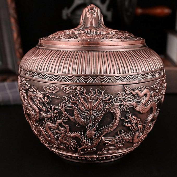Tea Tin Canister, Loose Leaf Tea Storage Tins Vintage Chinese Style Tea Storage Jars Coffee Tins Food Storage Container for Coffee Candy Herbs and Spices(Copper )