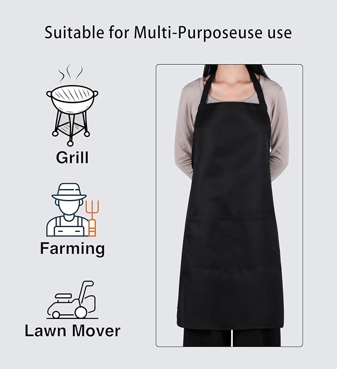 Bib Aprons- Mixed Color Apron with Pockets, for Kitchen Cooking Restaurant BBQ Painting Crafting - Image 5